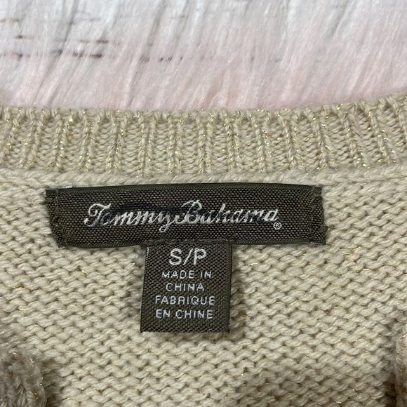 Tommy Bahama Gold Metallic Split Hem Tunic Sweater - Picture 2 of 9